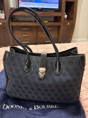 Dooney & Bourke Navy/Black Signature DB Monogram Tote